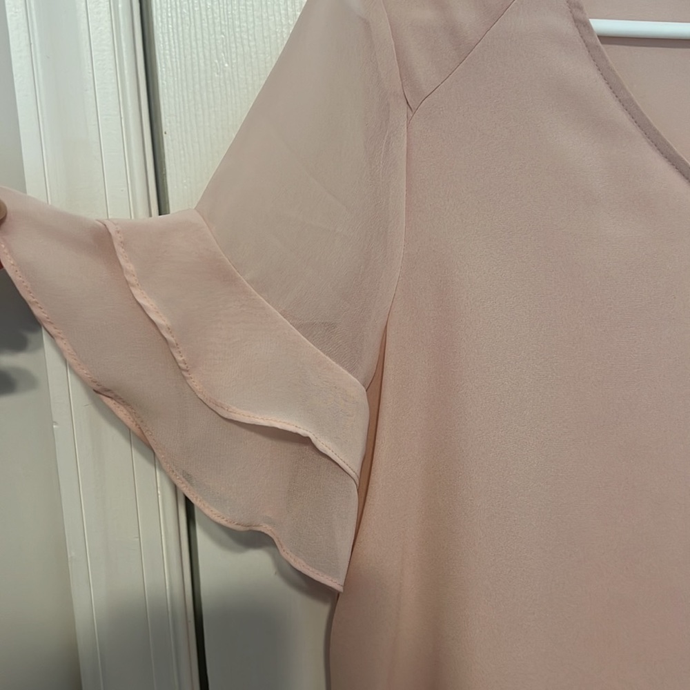 Light Pink Ruffle Sleeve Chiffon Top - Picture 3 of 5
